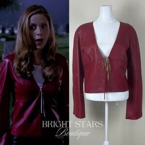 Rare Red Leather Jacket ASO Buffy the Vampire Slayer Tie Front Deadstock Vintage